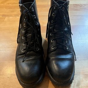 Redwing Black Side-Zip Lace Up Combat Boots Size 38/7.5